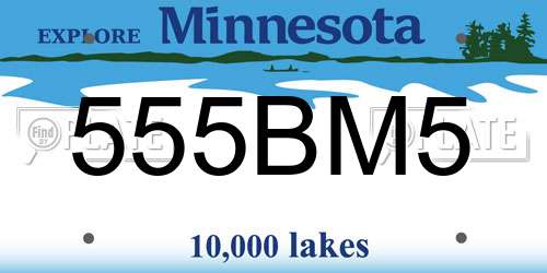 555BM5 Minnesota License Plate