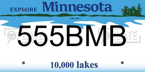 555BMB Minnesota License Plate
