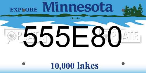 555E80 Minnesota License Plate