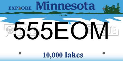 555EOM Minnesota License Plate