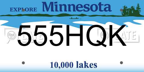 555HQK Minnesota License Plate