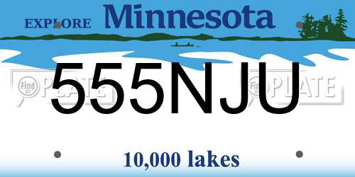 555NJU Minnesota License Plate