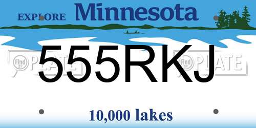 555RKJ Minnesota License Plate