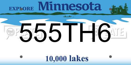 555TH6 Minnesota License Plate