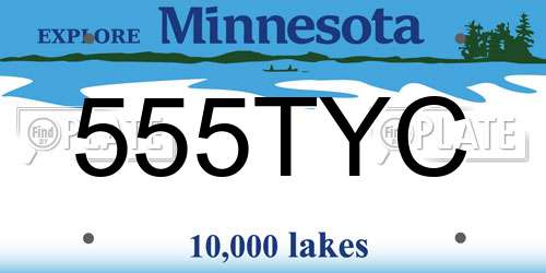 555TYC Minnesota License Plate
