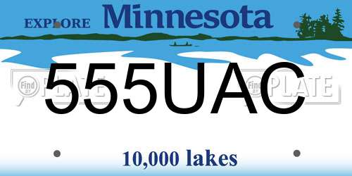 555UAC Minnesota License Plate