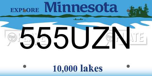 555UZN Minnesota License Plate