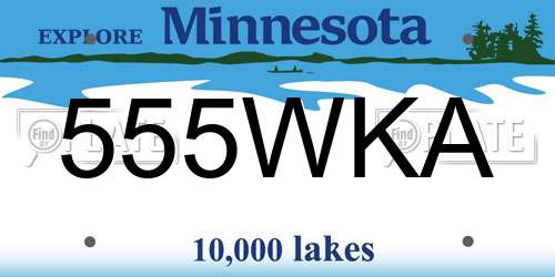 555WKA Minnesota License Plate