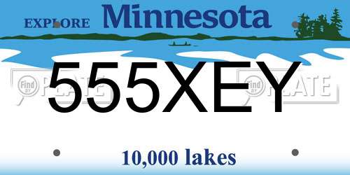 555XEY Minnesota License Plate
