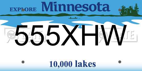 555XHW Minnesota License Plate
