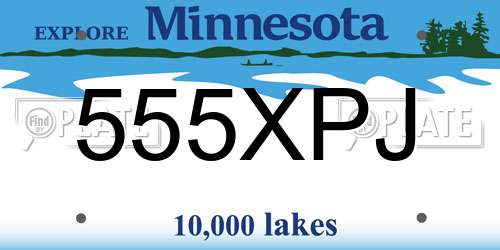 555XPJ Minnesota License Plate