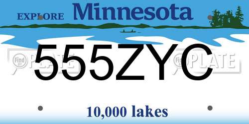 555ZYC Minnesota License Plate