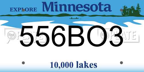 556BO3 Minnesota License Plate