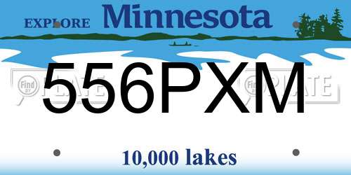 556PXM Minnesota License Plate