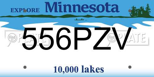 556PZV Minnesota License Plate