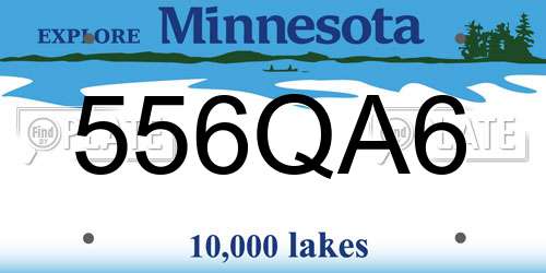 556QA6 Minnesota License Plate
