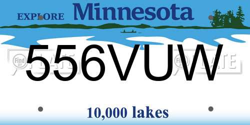 556VUW Minnesota License Plate