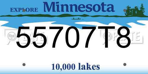 55707T8 Minnesota License Plate