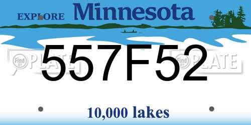 557F52 Minnesota License Plate