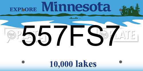 557FS7 Minnesota License Plate