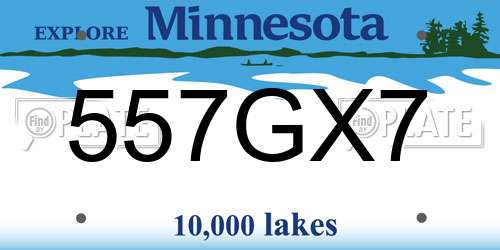 557GX7 Minnesota License Plate