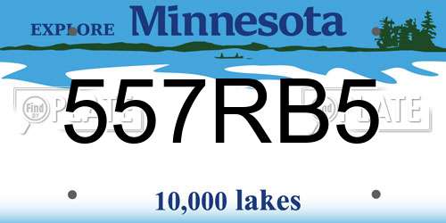 557RB5 Minnesota License Plate