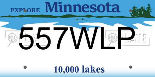 557WLP Minnesota License Plate