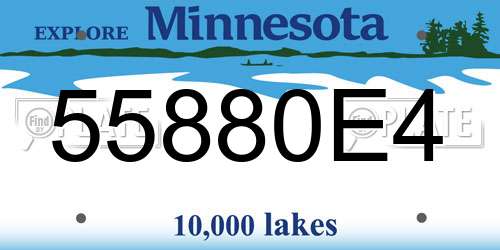 55880E4 Minnesota License Plate