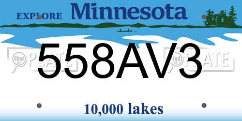 558AV3 Minnesota License Plate