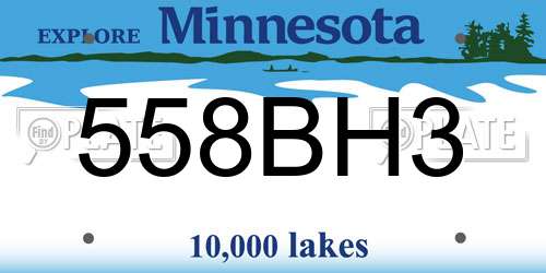558BH3 Minnesota License Plate