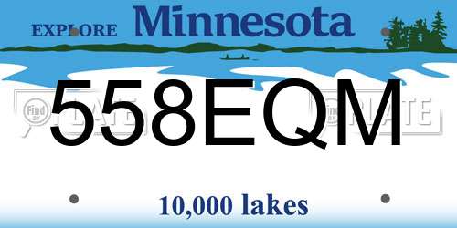 558EQM Minnesota License Plate