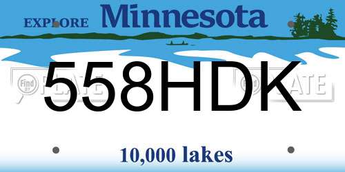 558HDK Minnesota License Plate