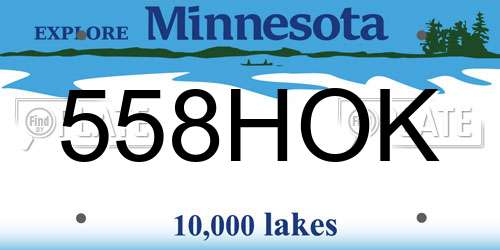 558HOK Minnesota License Plate