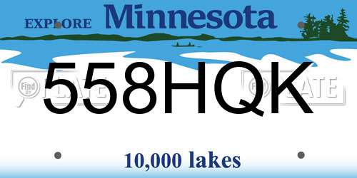 558HQK Minnesota License Plate