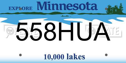 558HUA Minnesota License Plate