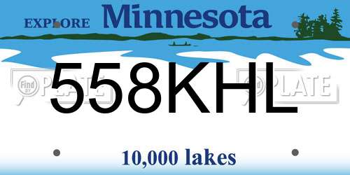 558KHL Minnesota License Plate