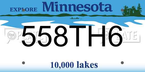 558TH6 Minnesota License Plate