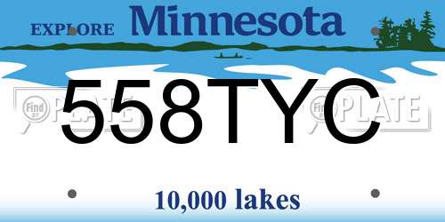 558TYC Minnesota License Plate