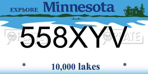 558XYV Minnesota License Plate