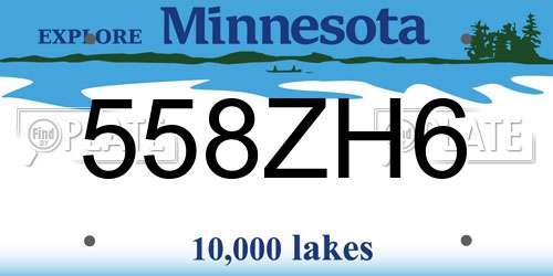 558ZH6 Minnesota License Plate