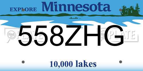 558ZHG Minnesota License Plate