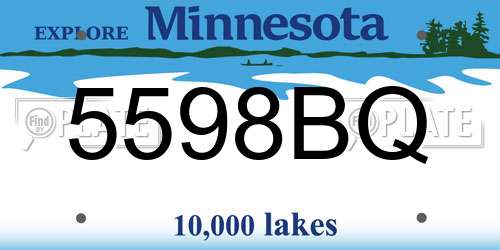 5598BQ Minnesota License Plate