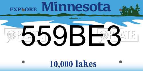 559BE3 Minnesota License Plate
