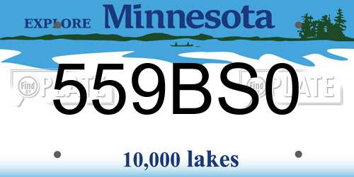 559BS0 Minnesota License Plate