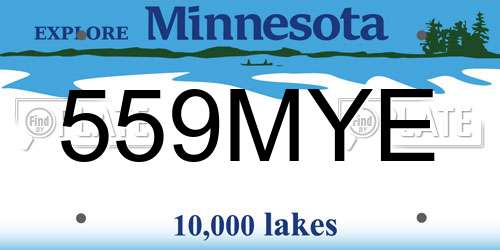 559MYE Minnesota License Plate