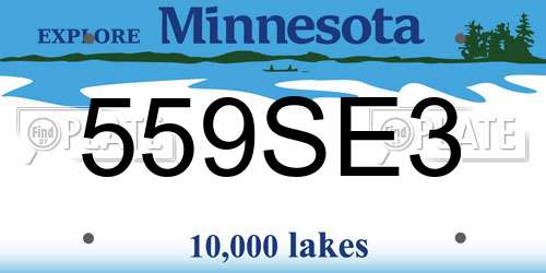 559SE3 Minnesota License Plate