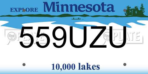 559UZU Minnesota License Plate