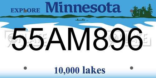 55AM896 Minnesota License Plate