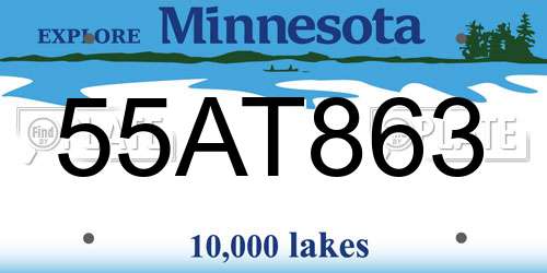 55AT863 Minnesota License Plate