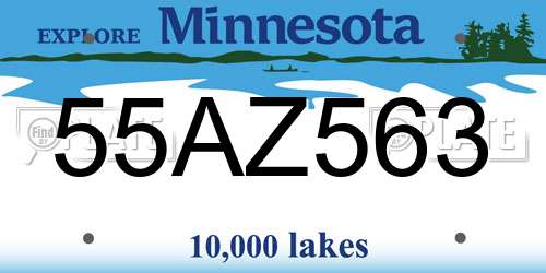 55AZ563 Minnesota License Plate